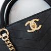 Chanel Black Chevron Statement Shopping Tote Leather Bag