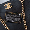 Chanel Black Chevron Statement Shopping Tote Leather Bag