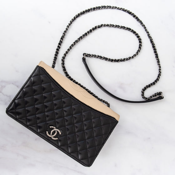 Chanel Quilted Ballerina Black And Cream Leather Flap  Bag