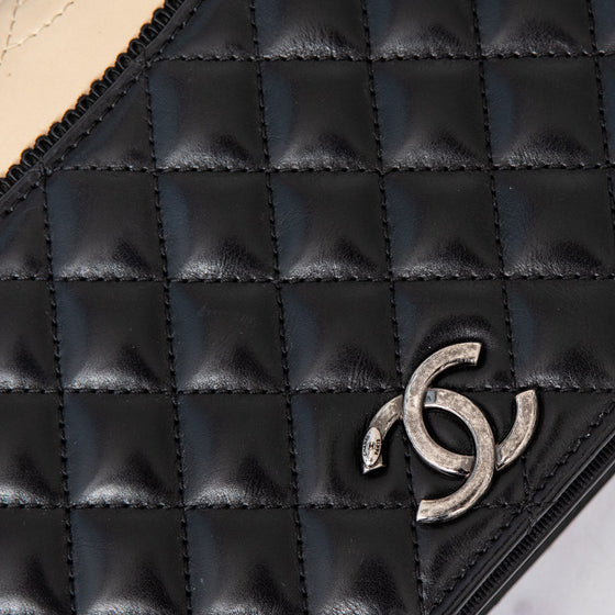 Chanel Quilted Ballerina Black And Cream Leather Flap  Bag