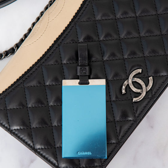 Chanel Quilted Ballerina Black And Cream Leather Flap  Bag