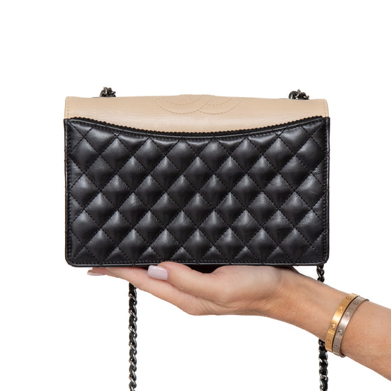 Chanel Quilted Ballerina Black And Cream Leather Flap  Bag