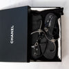 Chanel Diamante And Black Leather Thong Sandals