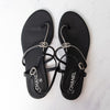 Chanel Diamante And Black Leather Thong Sandals