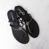 Chanel Diamante And Black Leather Thong Sandals