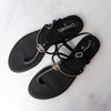 Chanel Diamante And Black Leather Thong Sandals