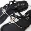 Chanel Diamante And Black Leather Thong Sandals