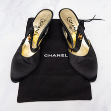 Chanel Vintage Black Satin Slingback Heels