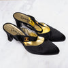 Chanel Vintage Black Satin Slingback Heels