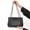 Chanel Black Caviar Leather Jumbo Single Flap Classic Bag