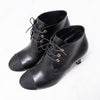Chanel Black Leather Lace Up Ankle Boots
