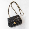 Chanel Mini Square Black Lambskin Leather Flap Bag