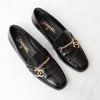 Chanel Black Leather Logo Loafers