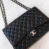 Chanel Maxi Black Lambskin Leather Classic Double Flap Bag