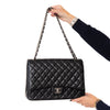 Chanel Maxi Black Lambskin Leather Classic Double Flap Bag