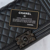 Chanel So Black Leather Old Medium Boy Bag