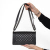Chanel So Black Leather Old Medium Boy Bag
