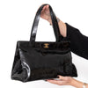 Chanel Black Patent Perforated Camellia Tote Black