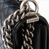 Chanel Classic Black Leather And Patent Trim Medium Boy Bag