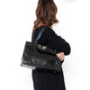 Chanel Black Patent Perforated Camellia Tote Black