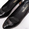 Chanel Black Leather Pumps Patent Toe