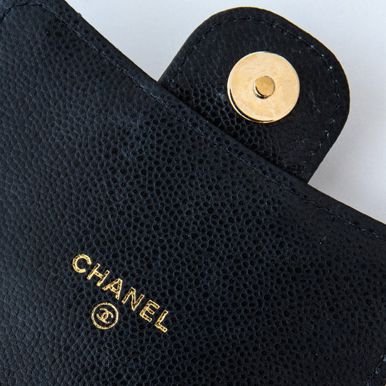 Chanel Black Caviar Leather Phone Holder Crossbody Bag