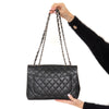 Chanel Black Jumbo Classic Single Flap Bag Caviar Leather