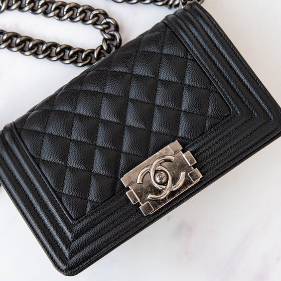 Chanel Small Black Boy Bag Caviar Leather