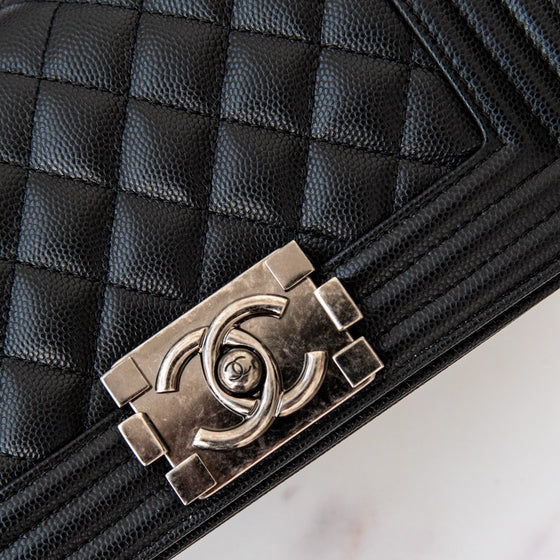 Chanel Small Black Boy Bag Caviar Leather