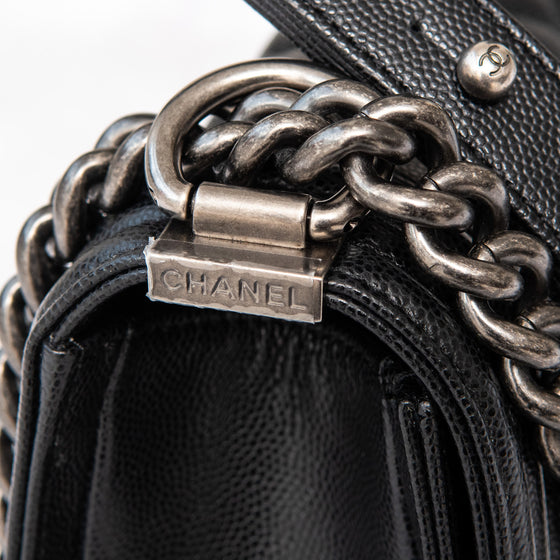 Chanel Small Black Boy Bag Caviar Leather