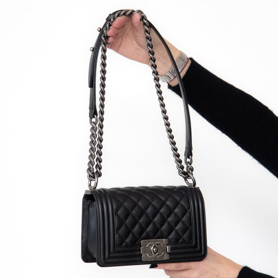 Chanel Small Black Boy Bag Caviar Leather