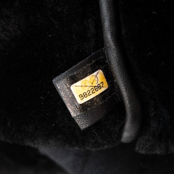 Chanel Black Shearling Mademoiselle Lock Shoulder Bag