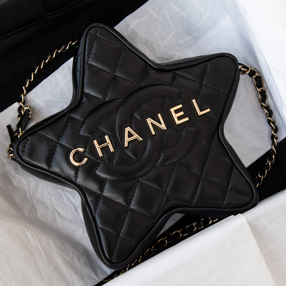 Chanel Black Leather Limited Edition Star Handbag