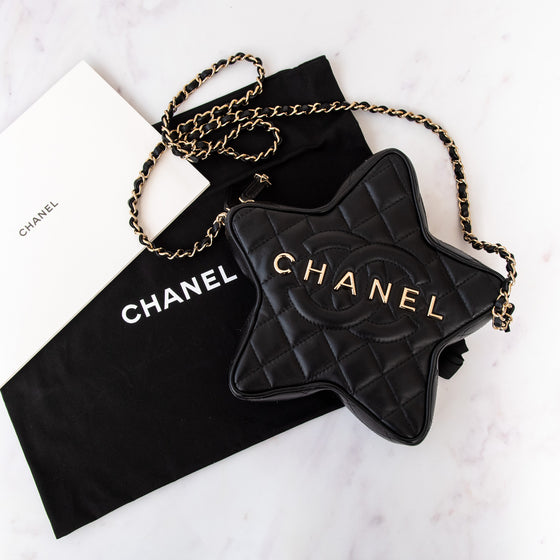 Chanel Black Leather Limited Edition Star Handbag