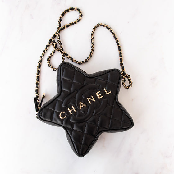 Chanel Black Leather Limited Edition Star Handbag