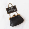 Chanel Vintage Black Leather CC Kiss Lock Clutch On Chain Bag