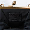 Chanel Vintage Black Leather CC Kiss Lock Clutch On Chain Bag