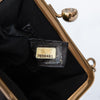 Chanel Vintage Black Leather CC Kiss Lock Clutch On Chain Bag