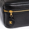 Chanel Vintage Black CC Caviar Leather Top Handle Vanity Case