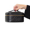 Chanel Vintage Black CC Caviar Leather Top Handle Vanity Case