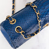 Chanel Blue Python Jumbo Classic  Double Flap Bag