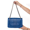Chanel Blue Python Jumbo Classic  Double Flap Bag