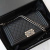 Chanel  Black Leather Old Medium Boy Bag