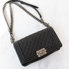 Chanel  Black Leather Old Medium Boy Bag