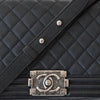 Chanel  Black Leather Old Medium Boy Bag