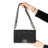 Chanel  Black Leather Old Medium Boy Bag