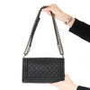 Chanel  Black Leather Old Medium Boy Bag
