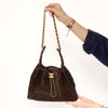 Chanel 25 Small Brown Suede Hobo Bag