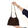 Chanel 25 Small Brown Suede Hobo Bag