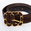 Chanel Chainlink Buckle Brown Suede Belt